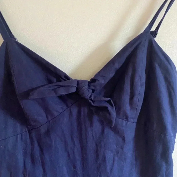 J. Crew Navy Linen Front Tie Jumpsuit - Picture 7 of 14